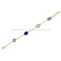 18K Gold Plated Silver Bracelet With Blue Onyx, Lapis and Rainbow